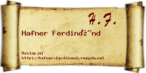 Hafner Ferdinánd névjegykártya